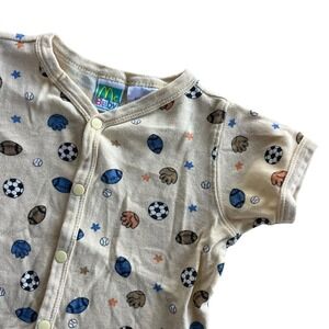 McBaby Baby 6-9 M Yellow Sports Print Short Sleeves Bodysuit Romper Vintage 90's